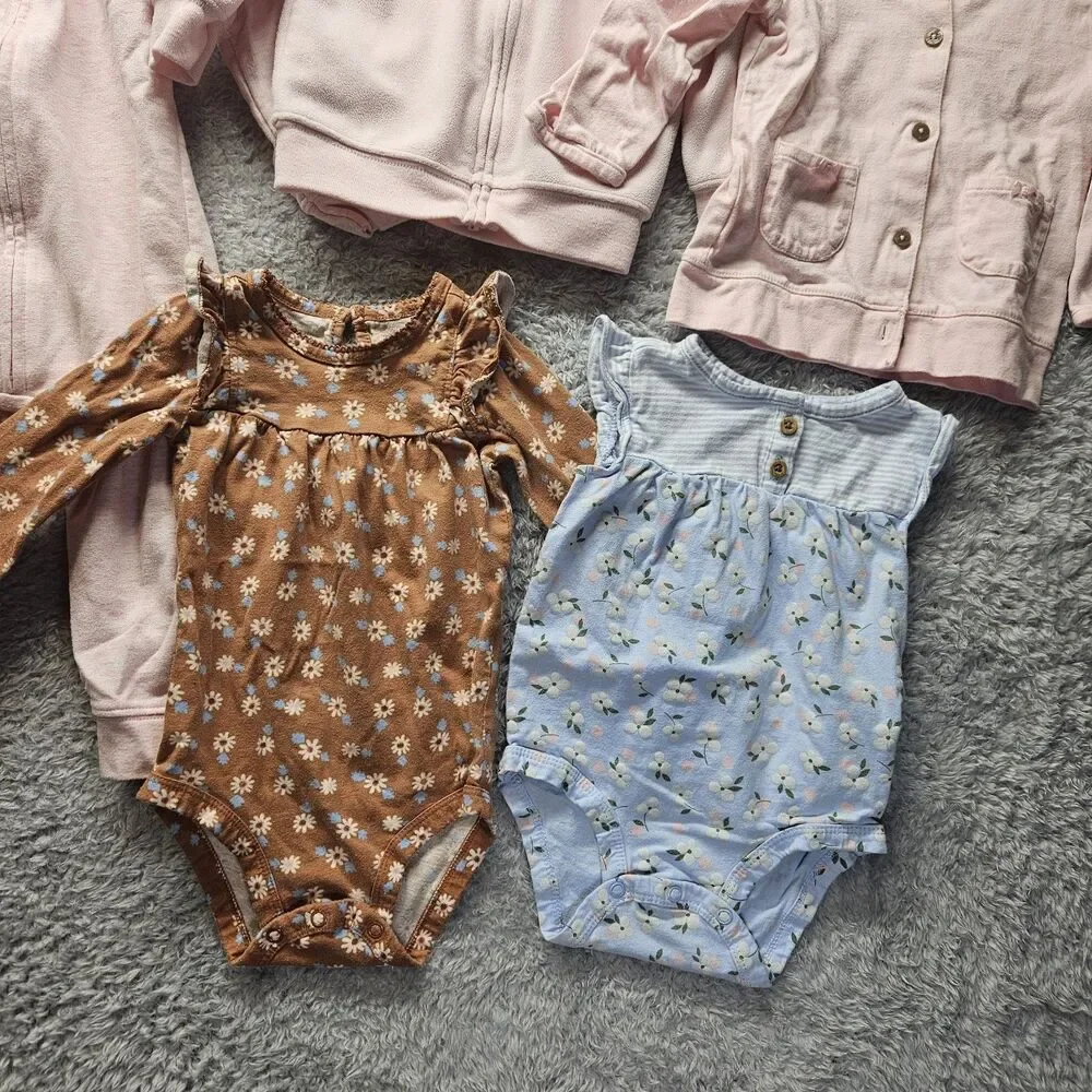 Carter's Baby Girl Clothing Bundle Pink Floral One Piece Size 12 Months